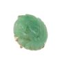 14K Yellow Gold Green Jadeite Brooch Handmade Carved Fish 