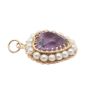 14K Yellow Gold Heart Pendant Amethyst & Cultured Pearl 4.48g