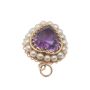 14K Yellow Gold Heart Pendant Amethyst & Cultured Pearl 4.48g