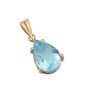 18K Yellow Gold Pendant Pear-Shaped Blue Topaz 5.43ct Light Color 