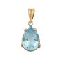 18K Yellow Gold Pendant Pear-Shaped Blue Topaz 5.43ct Light Color 