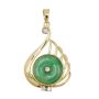 14K Yellow Gold 1.18ct Jadeite & Diamond Pendant Green & White Disk Vintage 