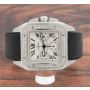 Cartier Santos 100 XL Chronograph White Roman Steel W20090X8 2740 Mens Watch