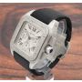 Cartier Santos 100 XL Chronograph White Roman Steel W20090X8 2740 Mens Watch