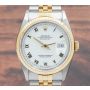 Rolex Datejust 16233 White Roman Dial 36mm Jubilee 18K/Stainless Steel Watch