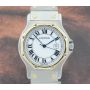 Cartier Santos Octagon LM 18K Gold & Stainless White Dial Automatic Watch