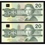 1991 Canada $20 consecutive 5-notes Theissen Crow EID4309737-41 CH UNC