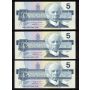 5 x 1986 Canada $10 consecutive notes Knight Thiessen ANI 8155910-17 CH UNC