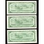 3 x Canada 1954 $1 banknotes Bouey Rasminsky F/F K/F S/F Choice UNC