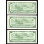 3 x Canada 1954 $1 consecutive notes Lawson Bouey A/I 7197879-81 CH UNC