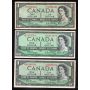 3 x Canada 1954 $1 replacement notes Beattie Rasminsky 2x *B/M 1x *A/Y VF 