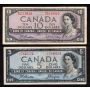 1954 Canada $1 $2 $5 $10  banknote set 4-notes F to VF