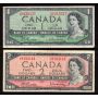 1954 Canada $1 $2 $5 $10  banknote set 4-notes F to VF