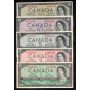 1954 Canada $1 $2 $5 $10 $20  banknote set 5-notes VF