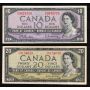 1954 Canada $1 $2 $5 $10 $20  banknote set 5-notes VF+ to EF+