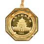 1985 China 1/20 Gold Panda .999 Pure 5 Yuan Gold Coin with 18K Diamond Bezel