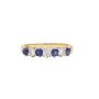 18K Yellow and White Gold Diamond and Blue Sapphire Band Size 7.75