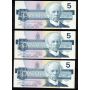 21x 1986 Canada $5 consecutive notes Thiessen Crow GNP3132445-65  UNC+