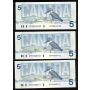 25x 1986 Canada $5 consecutive notes Bonin Thiessen GPP8868725-49 CH UNC