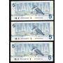 25x 1986 Canada $5 consecutive notes Bonin Thiessen GPP8868725-49 CH UNC