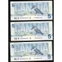25x 1986 Canada $5 consecutive notes Bonin Thiessen GPP8868725-49 CH UNC