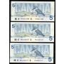 35x 1986 Canada $5 banknotes Theissen Crow all UNC to Choice UNC