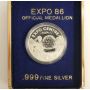 Vancouver Expo 86 .999 Fine Silver Medallion