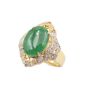 Jade and Diamonds 18K yellow gold ring Size-6 with appraisal $7200.