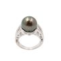 11.9mm Tahitian Black Pearl 18K wg Ring 46x Diamonds 9.3 grams Size-6 