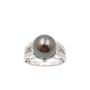 11.9mm Tahitian Black Pearl 18K wg Ring 46x Diamonds 9.3 grams Size-6 