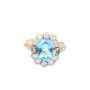 4.62 ct Blue Topaz and 32 Diamonds 14K yg ring Size-8.5 w/appraisal $4,800.