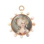 Marie Antoinette hand painted miniature Brooch/Pendant 14K+ yellow gold 