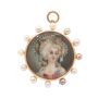 Marie Antoinette hand painted miniature Brooch/Pendant 14K+ yellow gold 