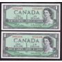 5x Canada 1954 $1 consecutive notes BC37b-i F/P5721021-25 GEM UNC EPQ