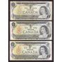 5x 1973 Canada replacement banknotes BAX *AN x2 *MZ *GU circulated