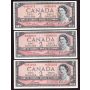3x 1954 Canada $2 dollar replacement notes  UNC60+