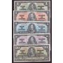 1937 Canada Banknote set $1 $2 $5 $10 $20   5-notes  VF or better K/M5622822