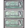 3x 1954 Canada $1 replacement notes BC-37aA BC-37bA-i *A/A *B/M VF+ to AU+
