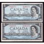 5x 1954 Canada $5 bank notes 5-notes EF or better