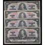 4x 1937 Canada $10 banknotes mixed signatures and Prefix all FINE