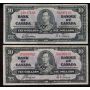 4x 1937 Canada $10 banknotes mixed signatures and Prefix all FINE