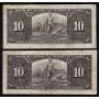 4x 1937 Canada $10 banknotes mixed signatures and Prefix all FINE