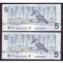10x 1986 Canada $5 consecutive notes Knight Dodge ANR4342894-903 CH UNC