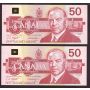 4X 1988 Canada $50 Snowy Owl consecutive notes FHZ1195592-95 GEM UNC