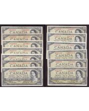 13x 1954 Canada $20 banknotes $260. face value 13-circulated notes 