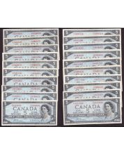 20X 1954 Canada $5 bank notes 20-notes VF or better