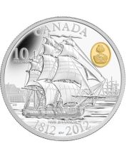 2012 Canada $10 War of 1812 - HMS Shannon Fine Silver 