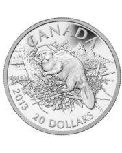 2013 Canada $20 The Beaver Fine Silver Coin