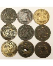 9x 1812 Tiffin tokens original 