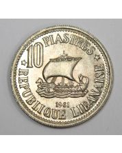 1961 Lebanon 10 Piastres  MS65